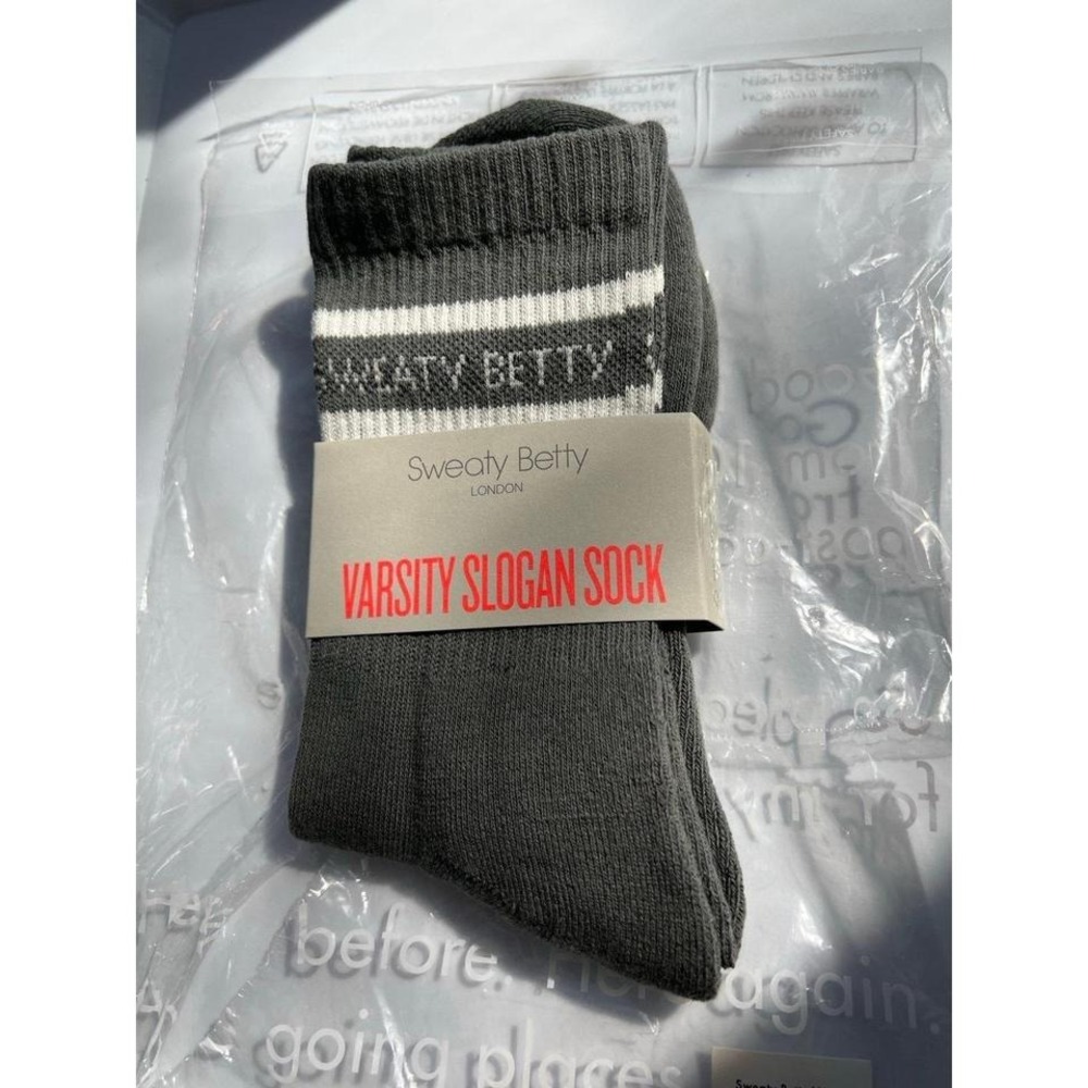 Sweaty Betty Varsity Slogan Crew Sock Umbra Green New